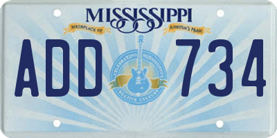 MS license plate ADD734