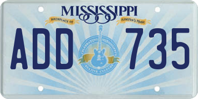 MS license plate ADD735