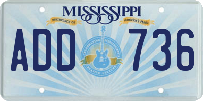MS license plate ADD736