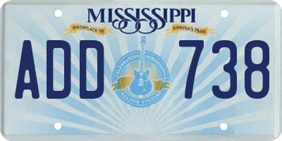 MS license plate ADD738