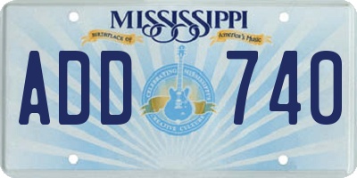 MS license plate ADD740
