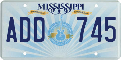 MS license plate ADD745