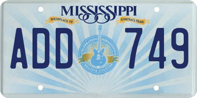 MS license plate ADD749