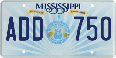 MS license plate ADD750