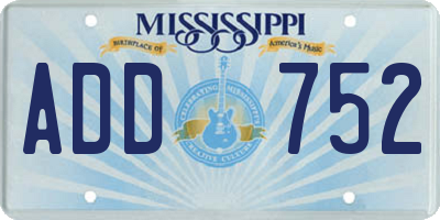 MS license plate ADD752