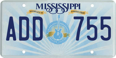 MS license plate ADD755