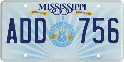 MS license plate ADD756