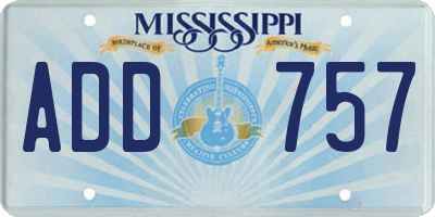 MS license plate ADD757