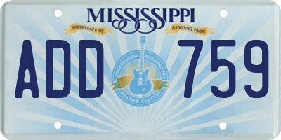 MS license plate ADD759