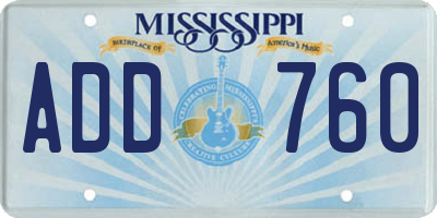 MS license plate ADD760