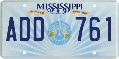 MS license plate ADD761