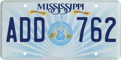 MS license plate ADD762