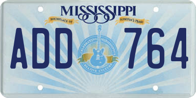 MS license plate ADD764