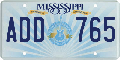 MS license plate ADD765