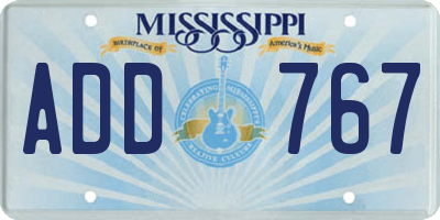 MS license plate ADD767