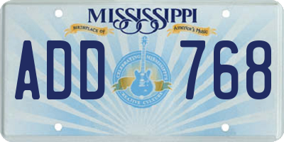 MS license plate ADD768