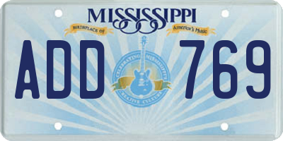 MS license plate ADD769