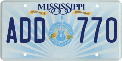 MS license plate ADD770