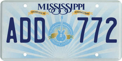 MS license plate ADD772