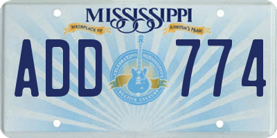 MS license plate ADD774