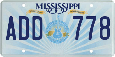 MS license plate ADD778