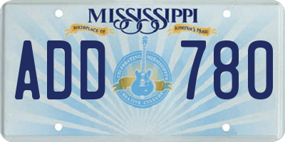 MS license plate ADD780