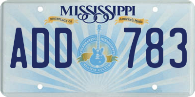 MS license plate ADD783