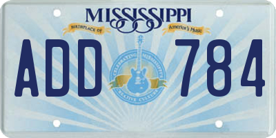 MS license plate ADD784