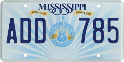 MS license plate ADD785