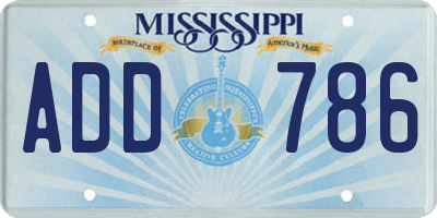 MS license plate ADD786