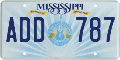 MS license plate ADD787