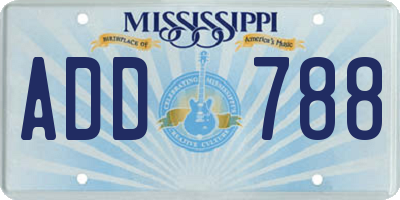 MS license plate ADD788