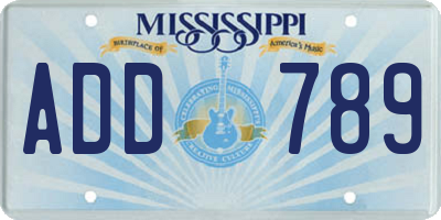 MS license plate ADD789