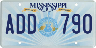 MS license plate ADD790