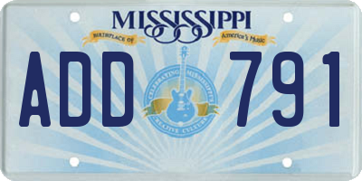MS license plate ADD791
