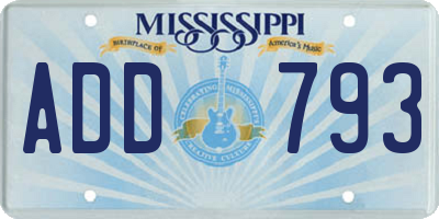 MS license plate ADD793