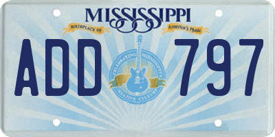 MS license plate ADD797