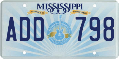 MS license plate ADD798