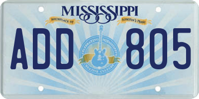 MS license plate ADD805