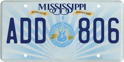 MS license plate ADD806