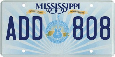 MS license plate ADD808
