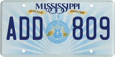 MS license plate ADD809