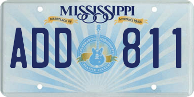 MS license plate ADD811