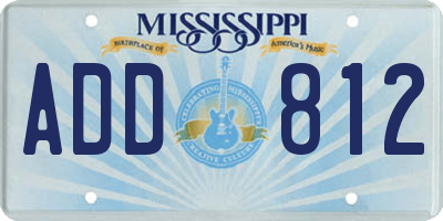 MS license plate ADD812