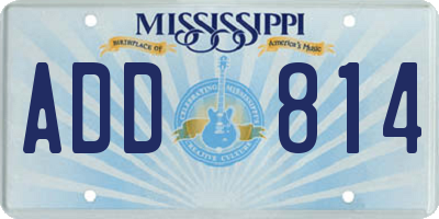 MS license plate ADD814