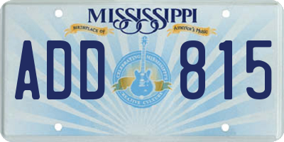 MS license plate ADD815
