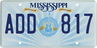 MS license plate ADD817