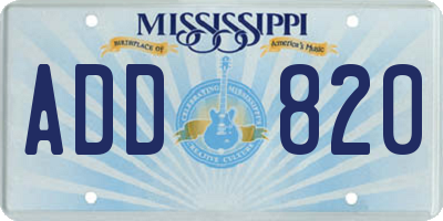 MS license plate ADD820
