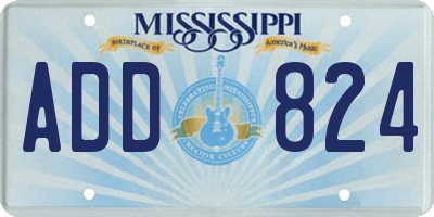 MS license plate ADD824