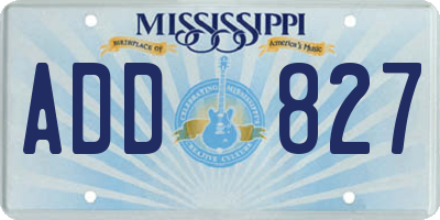 MS license plate ADD827